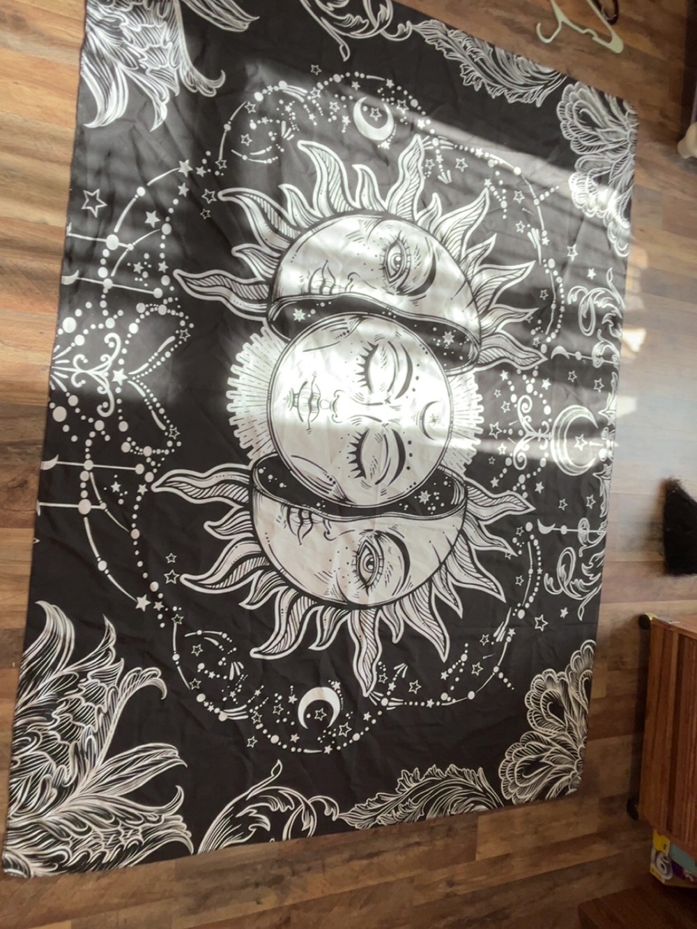 Celestial Sun & Moon Wall Tapestry - Black and White